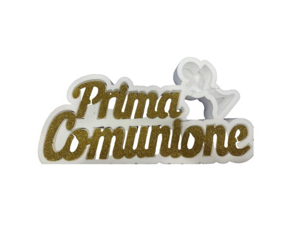 SCRITTA IN POLISTIROLO PRIMA COMUNIONE CON CALICE PORTACONFETTI - immagine 2