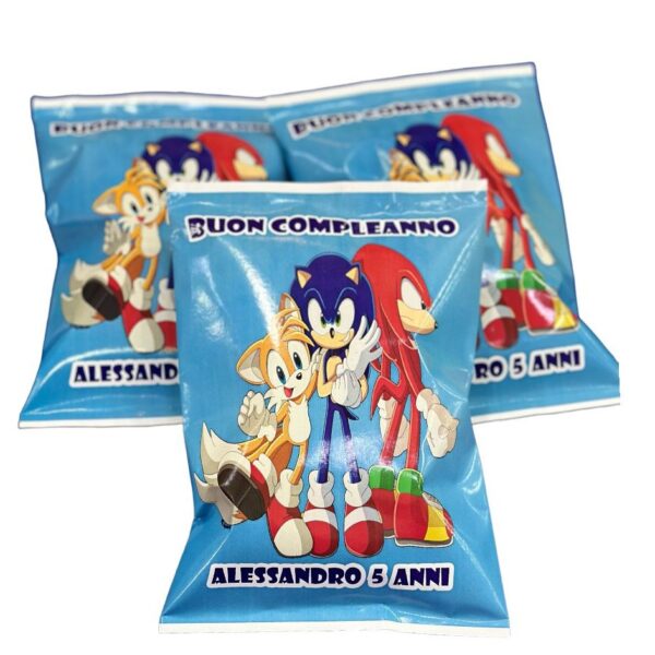 10 BUSTINE DI PATATINE SONIC PERSONALIZZATE