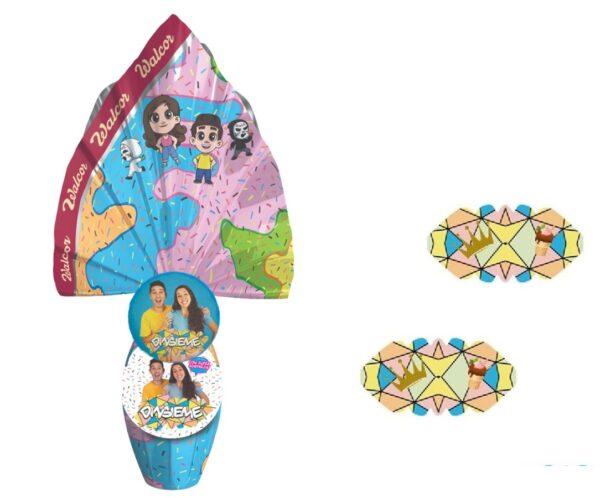 Uovo Di Pasqua Dinsieme gr320 con Cuscino e Magnete Patchwork Walcor Cioccolato a latte