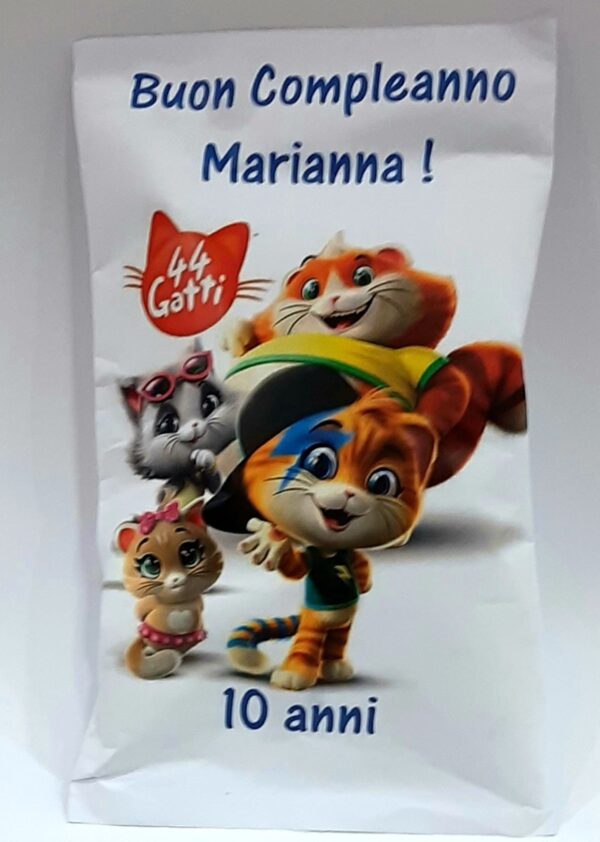 10 BUSTINE DI PATATINE PERSONALIZZATE 44 GATTI - immagine 2