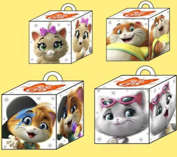 10 SCATOLE CUBO 44 GATTI PER CONFETTI O CARAMELLE PERSONALIZZABILI