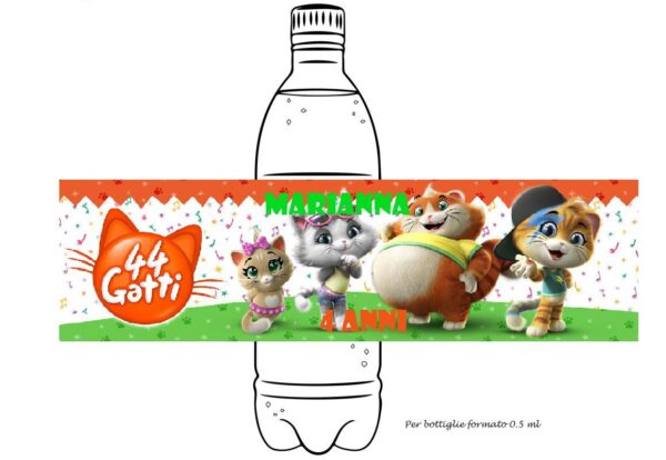 12 Etichette adesive per acqua 44 Gatti Personalizzabili