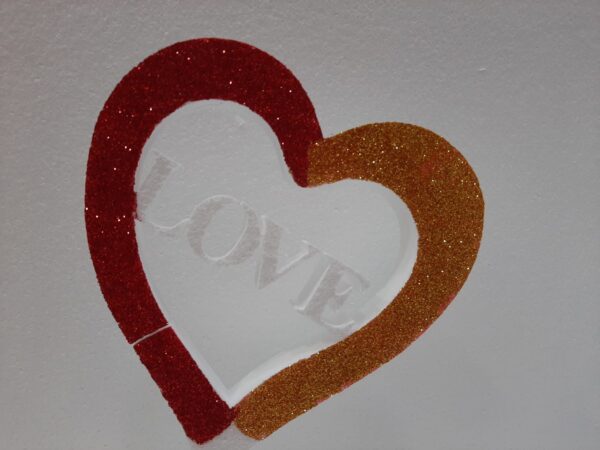 CAKE TOPPER  PALLONCINO  A CUORE  SAN VALENTINO  IN POLISTIROLO  GLITTERATO - immagine 2