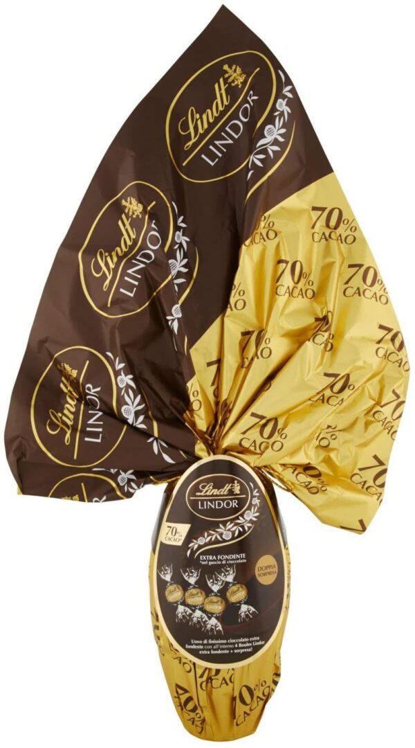 UOVO DI PASQUA LINDOR LINDT CIOCCOLATO FONDENTE 70% CACAO - 320 GRAMMI