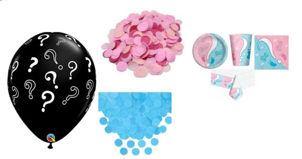16 OSPITI GENDER REVEAL BOY O GIRL CON PALLONE E CORIANDOLINI COLORATI