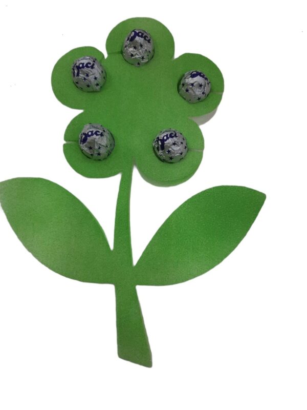PORTA CIOCCOLATTINI A FORMA DI FIORE IN POLISTIROLO CON CIOCCOLATA FESTA DELLA MAMMA - immagine 3