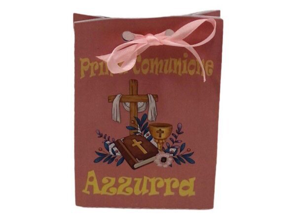 12 Scatole Comunione Modello Shopping Rosa Personalizzabili per confetti caramelle