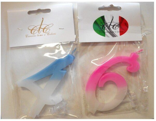 Candela Sfumata Rosa/Bianco disponibile dallo 0 AL 9 Made in Italy H 13 CM