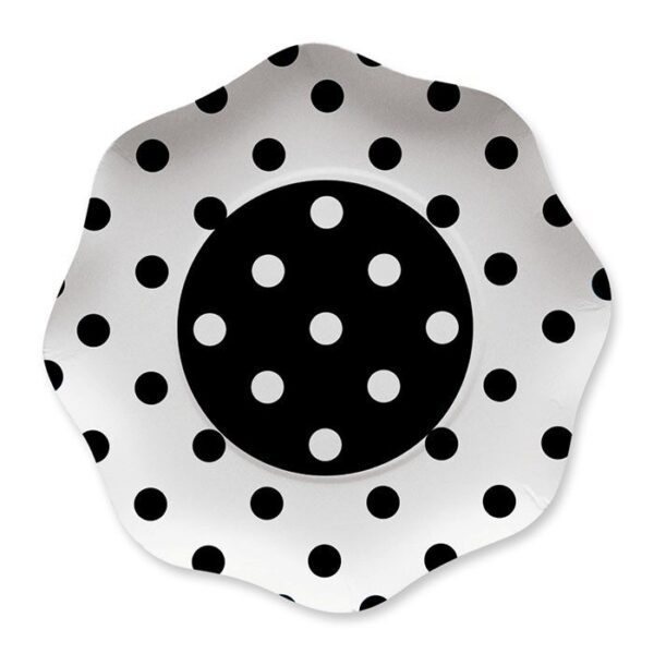 10 Piatti  23 cm Pois Nero
