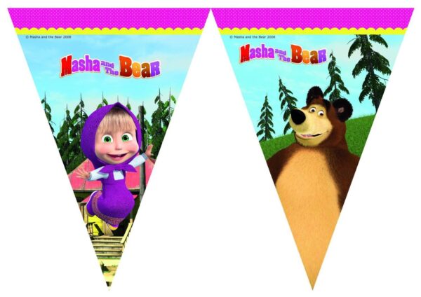 FESTONE BANDIERINE MASHA E L' ORSO ADDOBBO DECORAZIONE FESTA COMPLEANNO BAMBINI