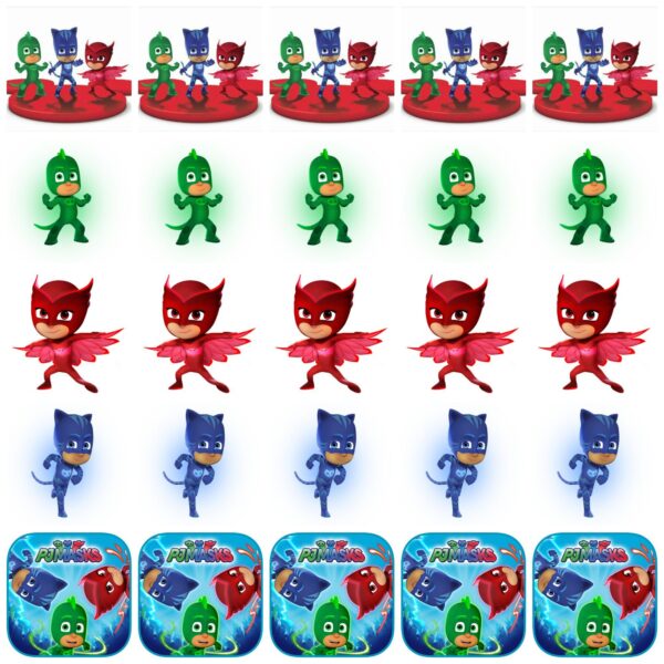CIALDA SU OSTIA PER CUPCAKES ,BISCOTTI PJ MASK SUPERPIGIAMINI 25 IMPRONTE