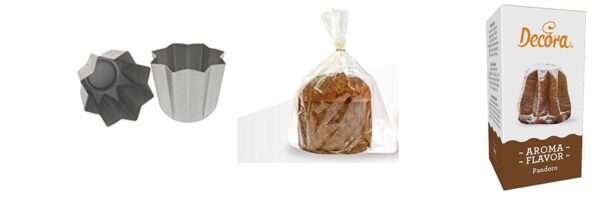 SET N5 PER REALIZZARE IL PANDORO HOME MADE(STAMPO IN ALLUMINIO DA 750 GR, AROMA PANDORO, 5 BUSTE PER PANDORO IN POLYPROPYLENE)