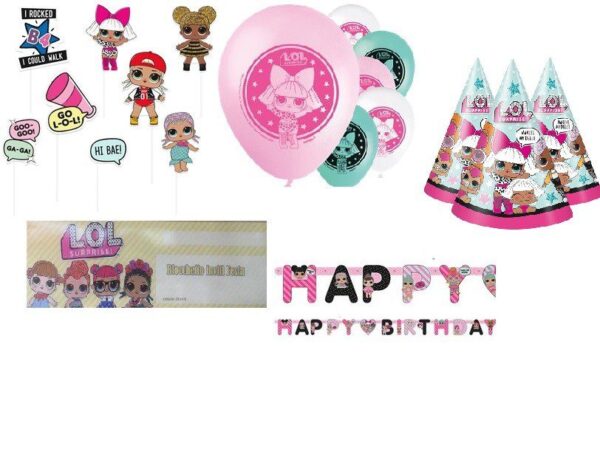 KIT ARCOBALENO PARTY  LOL SURPRISE  OSTIA PER TORTA E INVITI - immagine 7