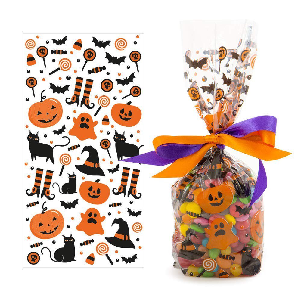20 Sacchetti in plastica Zucchette Halloween per caramelle dolciumi