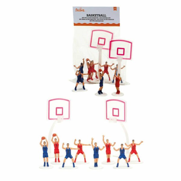 Kit per torte Basket  8 Giocatori con 2 Canestri In Plastica