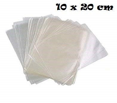 100 SACCHETTI BUSTINE CELLOPHANE PER ALIMENTI BUSTE CONFETTI DOLCI  SACCHETTINI 10 x 20 cm