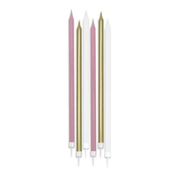 6 Candeline Matite Special 15 cm Chic Rosa