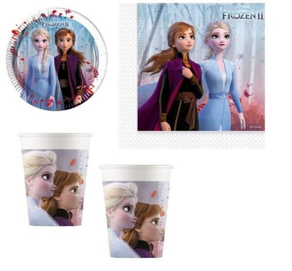 KIT 72 PZ COMPLEANNO BAMBINI FROZEN II COORDINATO TAVOLA PIATTI BICCHIERI TOVAGLIOLI(16 PIATTI,16 BICCHIERI,40 TOVAGLIOLI)