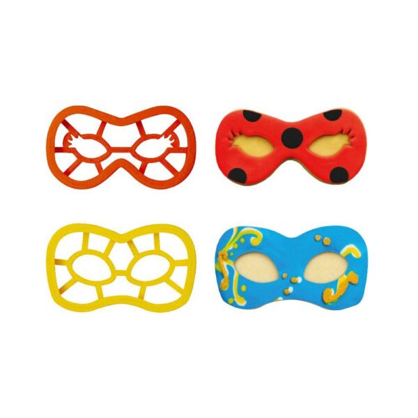 Decora Confezione Tagliapasta Maschera Carnevale, Plastica, Arancio Giallo, 2 Pezzi - immagine 2