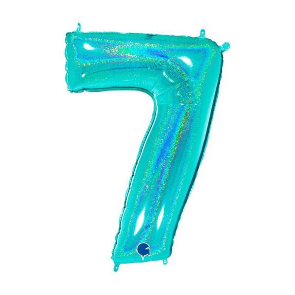 PALLONE IN MYLAR H CM 102 TIFFANY OLOGRAFICO disponibile da 0 a 9