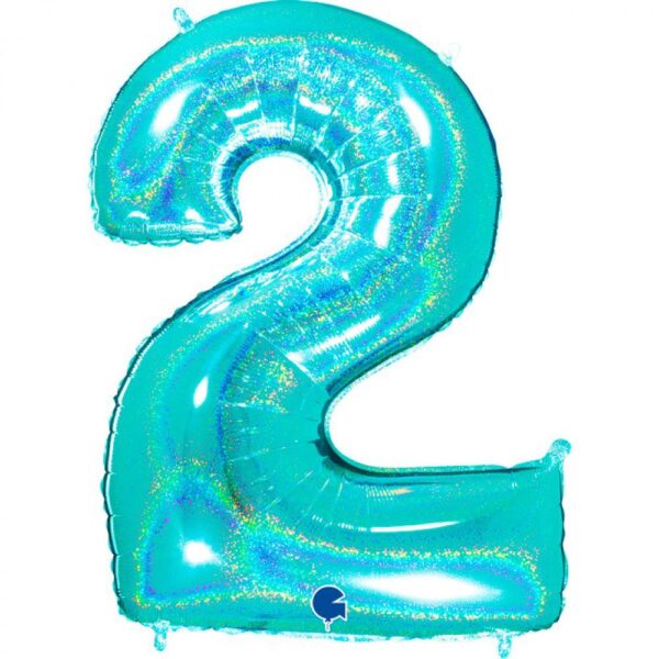 PALLONE IN MYLAR H CM 102 TIFFANY OLOGRAFICO disponibile da 0 a 9 - immagine 3