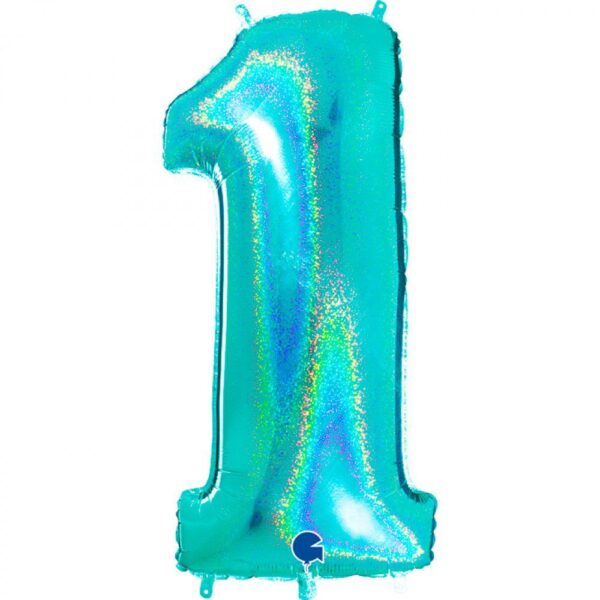 PALLONE IN MYLAR H CM 102 TIFFANY OLOGRAFICO disponibile da 0 a 9 - immagine 4