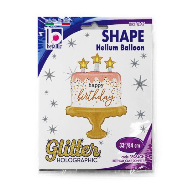 PALLONE BIRTHDAY  CAKE CONFETTI  IN FOIL CM 84 - immagine 2