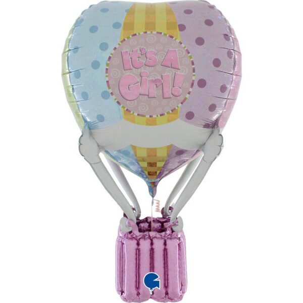 MAXI PALLONE OLOGRAFICO 3D MONGOLFIERA ROSA cm 91