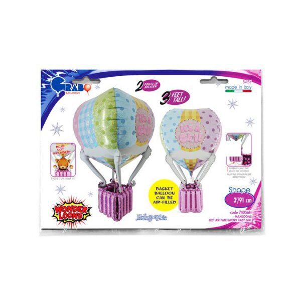 MAXI PALLONE OLOGRAFICO 3D MONGOLFIERA ROSA cm 91 - immagine 2
