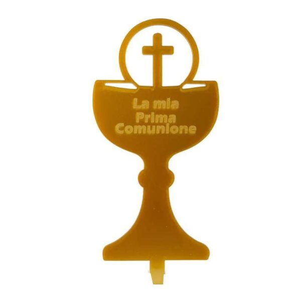 Cake Toppers Calice con scritta La mia prima comunione in plexiglass Oro per Comunione