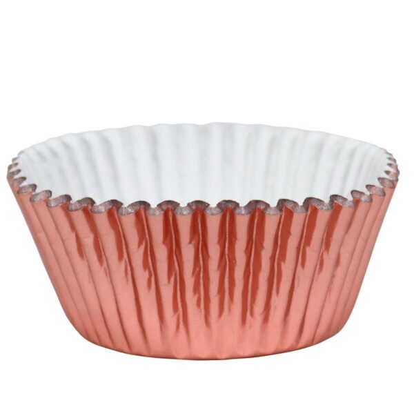 30 PIROTTINI PER CUPCAKES ROSA GOLD METAL - immagine 2