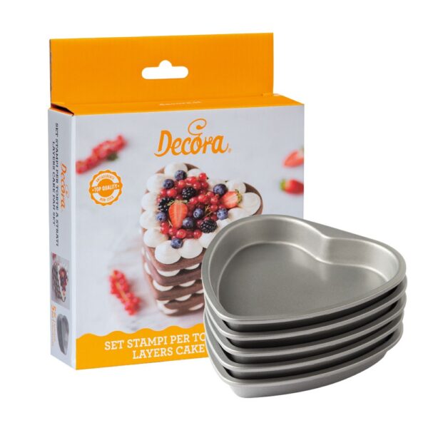 SET 5 STAMPI CUORE 15 X 2 H CM PER TORTE A STRATI