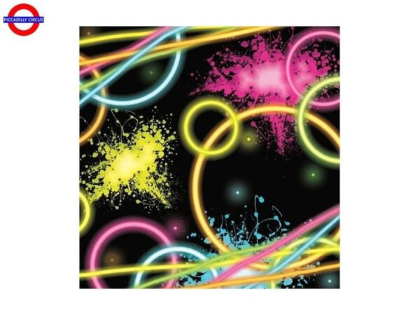 KIT 24  OSPITI  COORDINATO TAVOLA GLOW PARTY CON PALLONE FOIL E 25 BRACCIALI GLOW COLORI ASSORTITI - immagine 4