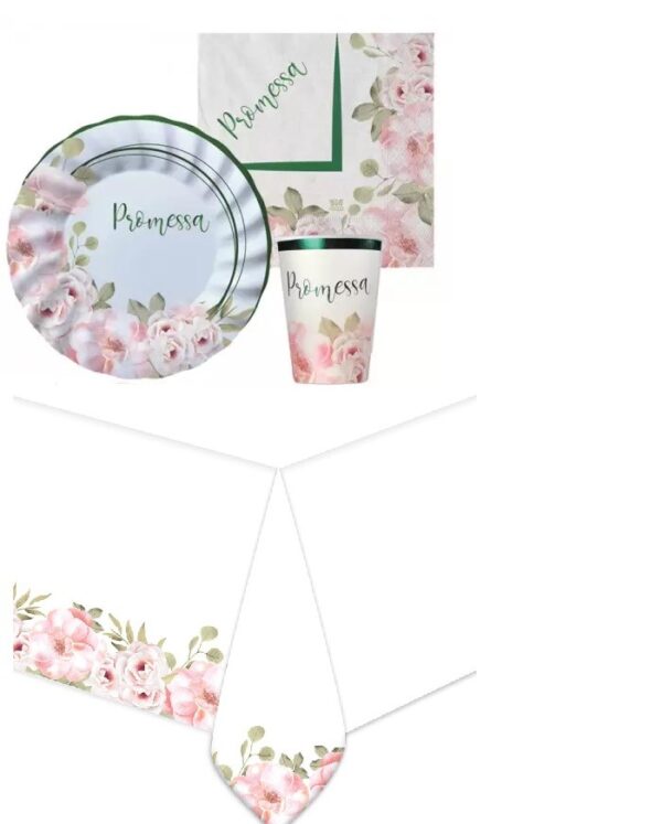 KIT 16 OSPITI  COORDOINATO TAVOLA PROMESSA FLOREAL CON TOVAGLIA