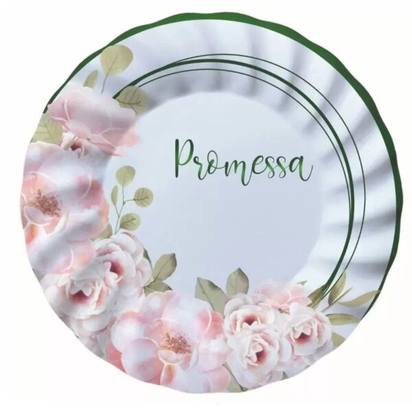 KIT 16 OSPITI  COORDOINATO TAVOLA PROMESSA FLOREAL CON TOVAGLIA CON SAGOMA IN POLISTIROLO GLITTERATO - immagine 2