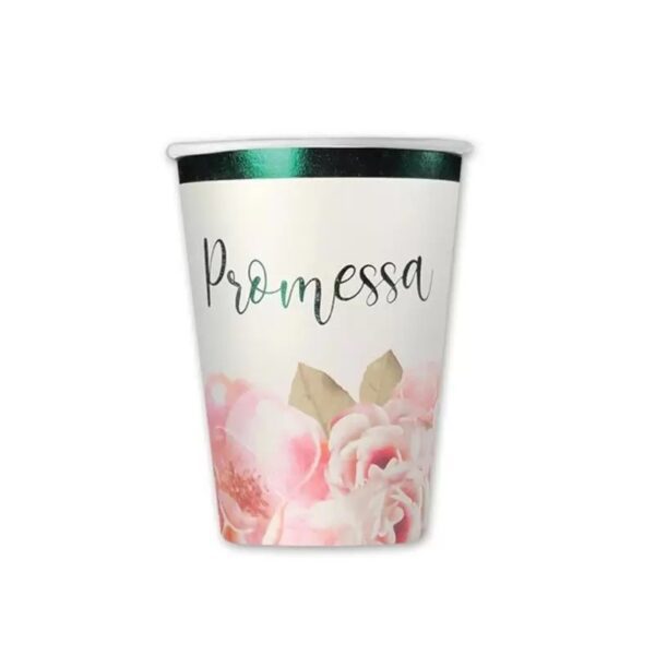 KIT 16 OSPITI  COORDOINATO TAVOLA PROMESSA FLOREAL CON TOVAGLIA CON SAGOMA IN POLISTIROLO GLITTERATO - immagine 3