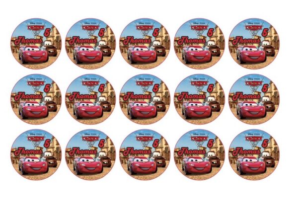40 BOLLINI ADESIVI CARS PERSONALIZZABILI