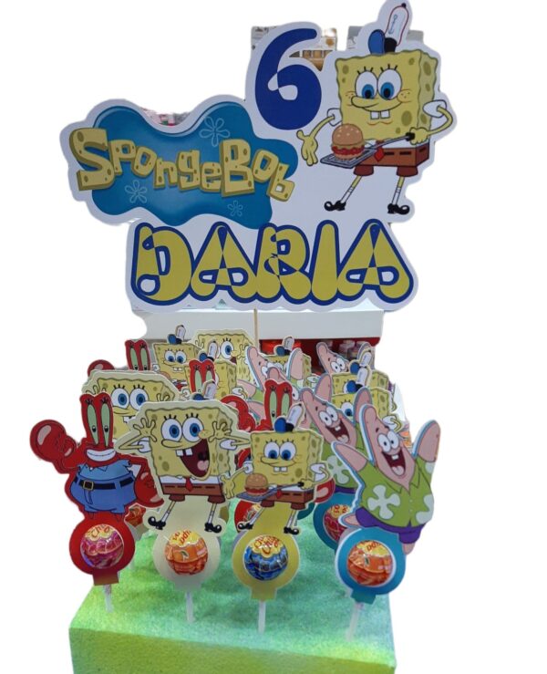 CHUPA CHUPS CON  BASE E TOPPER PERSONALIZZATO SPONGEBOB