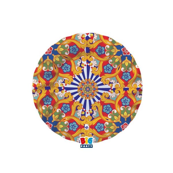 KIT 16 OSPITI COORDINATO TAVOLA SICILIA CON  SCATOLE PORTACONFETTI( 32 piatti 16 bicchieri,20 tovaglioli,20 scatoline) - immagine 4