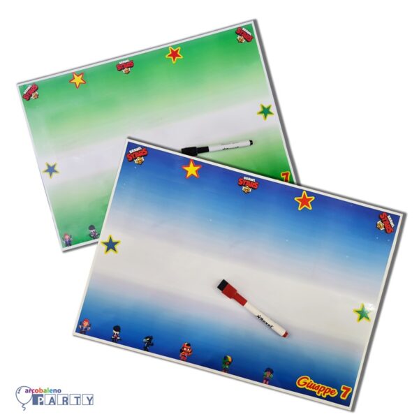 10 LAVAGNETTE BRAWL STARS CON NOME PERSONALIZZATO E  PENNARELLO CON GOMMA MAGNETICA  GADGET FINE FESTA