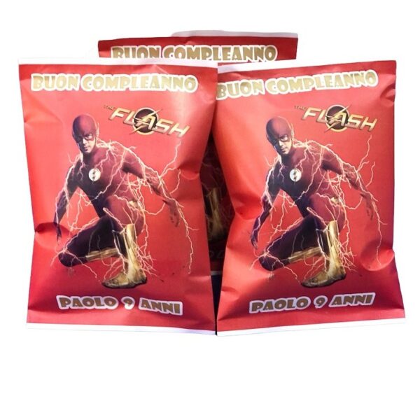 10 BUSTINE DI PATATINE THE FLASH PERSONALIZZATE