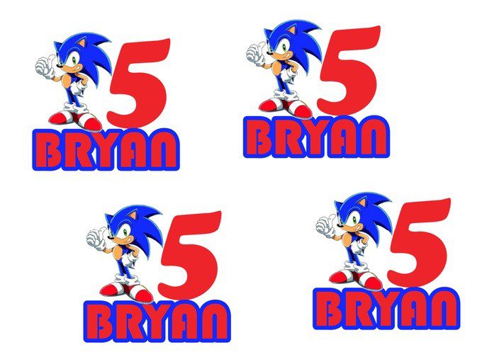 12 ADESIVI SAGOMATI SONIC PERSONALIZZABILI