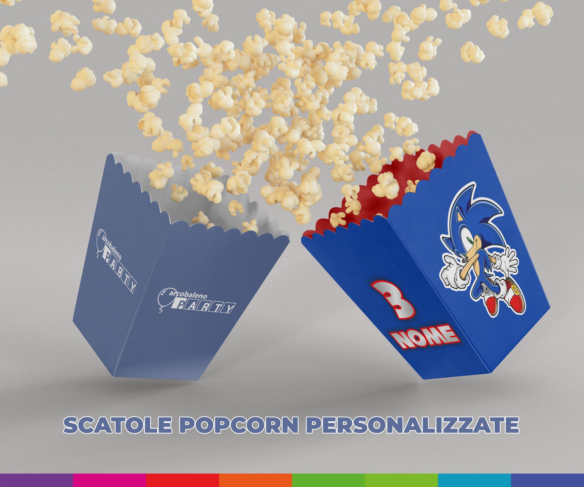10 Scatole per Pop Corn Caramelle Sonic Personalizzabili