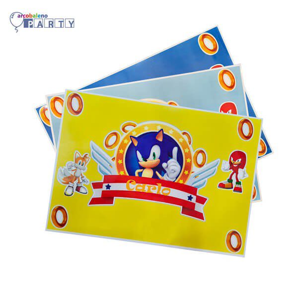 10 TOVAGLIETTE SONIC PERSONALIZZATE GADGET FINE FESTA