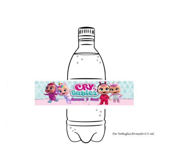 12 Etichette adesive per acqua Cry Babies Personalizzabili