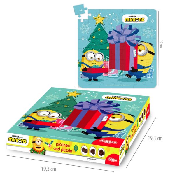 PUZZEL CON PRALINE  NATALE MINIOS, LADY BUG, UNICORNO,JUSTICE LEAGUE - immagine 2