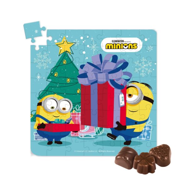 PUZZEL CON PRALINE  NATALE MINIOS, LADY BUG, UNICORNO,JUSTICE LEAGUE - immagine 3