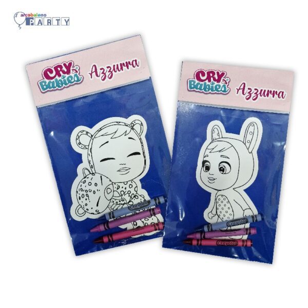 10 KIT DISEGNO CRY BABIES  CON COLORI CRAYOLA PERSONALIZZATI GADGET FINE FESTA
