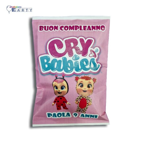 10 BUSTINE DI PATATINE CRY BABIES  PERSONALIZZATE