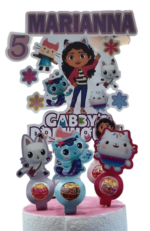CHUPA CHUPS CON  BASE E TOPPER PERSONALIZZATO GABBY LA CASA DELLE BAMBOLE GABBY DOLLHOUSE